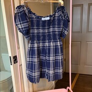 Cute Navy Plaid Mini Dress